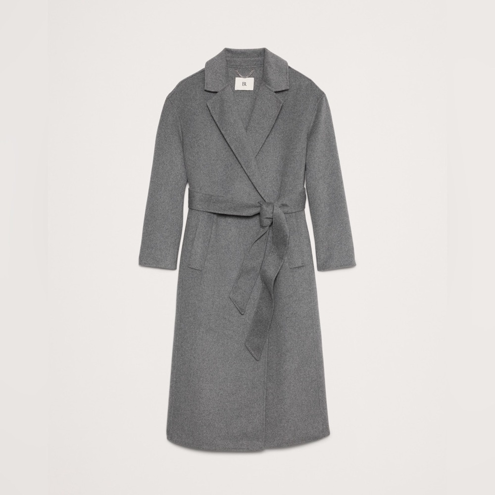 NWT! Banana Republic Black DOUBLE-FACED WRAP COAT 🔹 - Picture 4 of 11